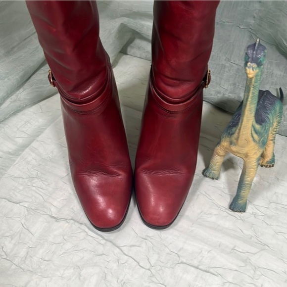 Pasquale Di Fabrizio Vero Cuoio Red Leather Vintage 70s Heeled Boots | 36.5 - Picture 11 of 16